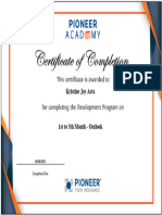 Certification 1st To 5th Month - Outlook Kristinejoy - Acta@pioneer - Com.ph