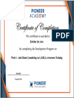 Certification Week 1 - Anti Money Laundering Act AMLA Awareness Training Kristinejoy - Acta@pioneer - Com.ph