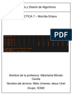 Práctica 7 - Mochila Entera Con Programación Dinámica