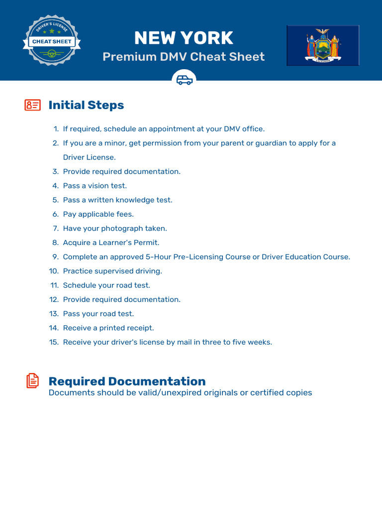 New York DMV Cheat Sheet Guide | PDF | Traffic | Traffic Light