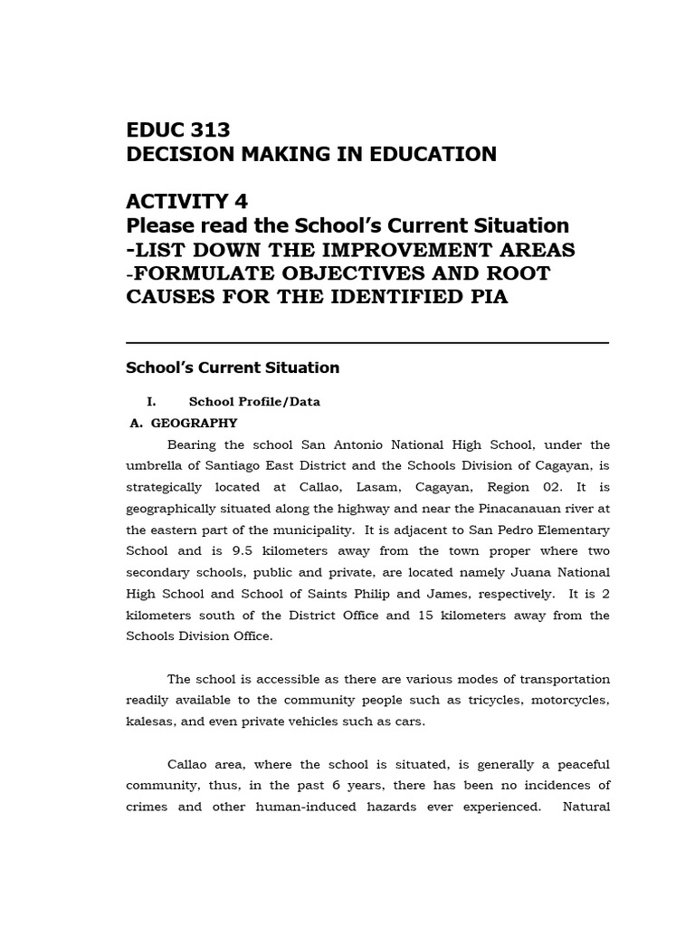 Improvement Areas in EDUC 313 Analysis | PDF