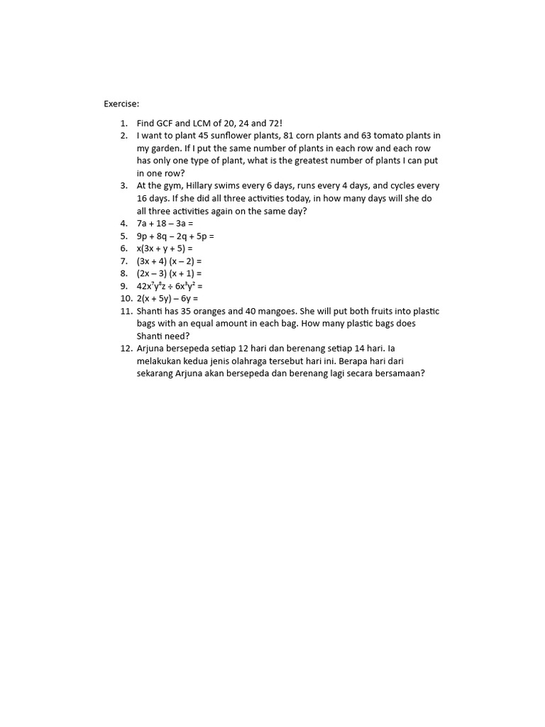 Exercise | PDF | Teaching Methods & Materials