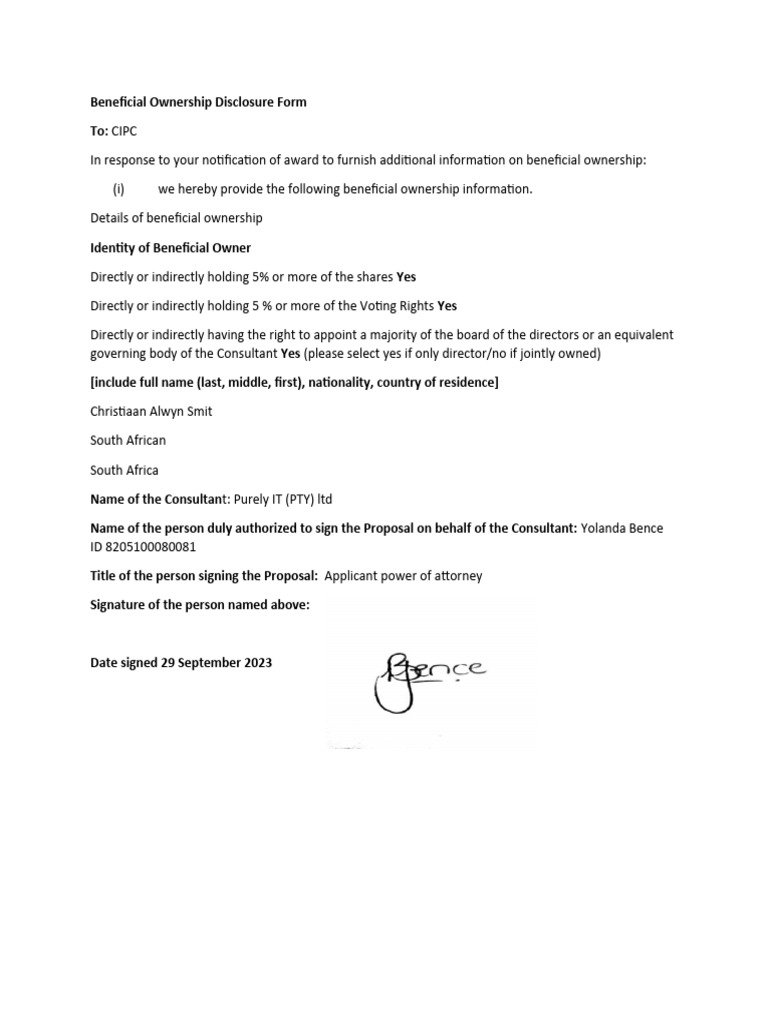 Beneficial Ownership Disclosure Form PDF