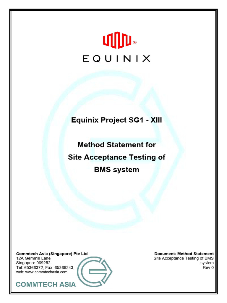BMS Site Acceptance Testing Method Statement | PDF | Flow Measurement ...