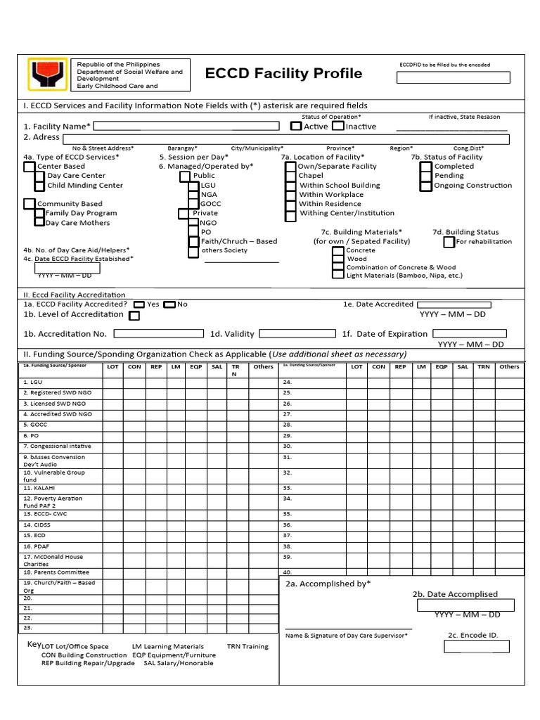 ECCD Facility Information and Accreditation | PDF | Family | Childhood