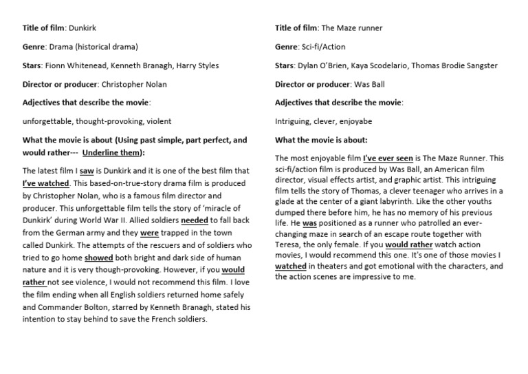 สำเนา Unit2 Film review writing | PDF