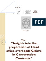 Preparation of Head Office Overhead Claims