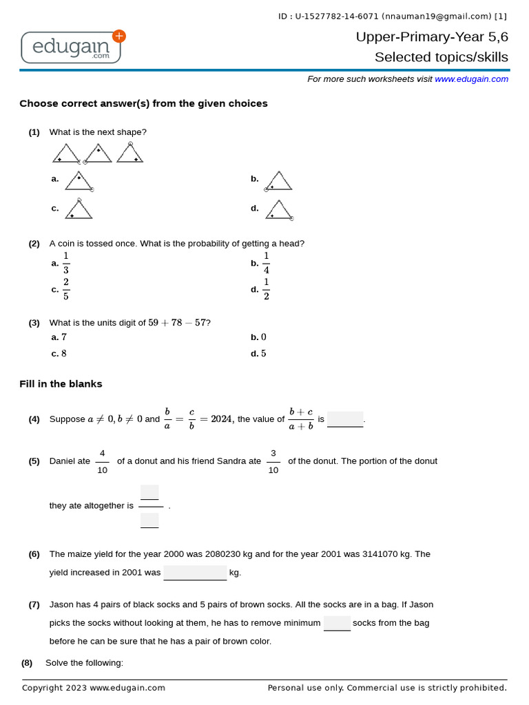 Grade6 - AMC | PDF | Applied Mathematics | Mathematics