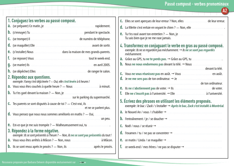 Passé Composé des Verbes Pronominaux | PDF