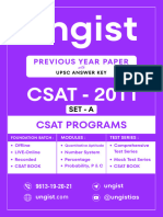 UPSC CSAT 2011 Question Paper With Answer Key