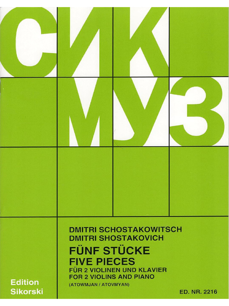 Shostakovich 5 Pieces For 2 Violins and Piano | PDF