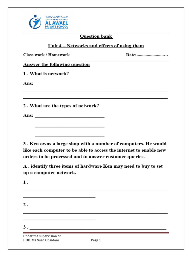 Class 10 Network Question Bank | PDF | Computer Network | World Wide Web