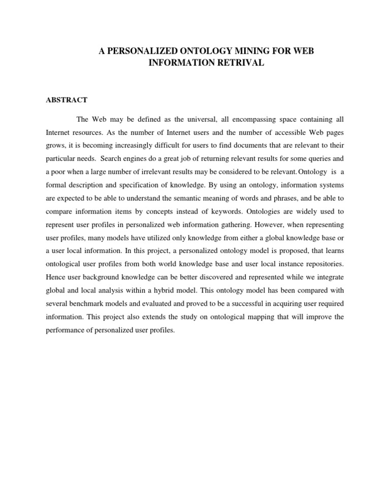 A Personalized Ontology Mining For Web Information Retrival | PDF