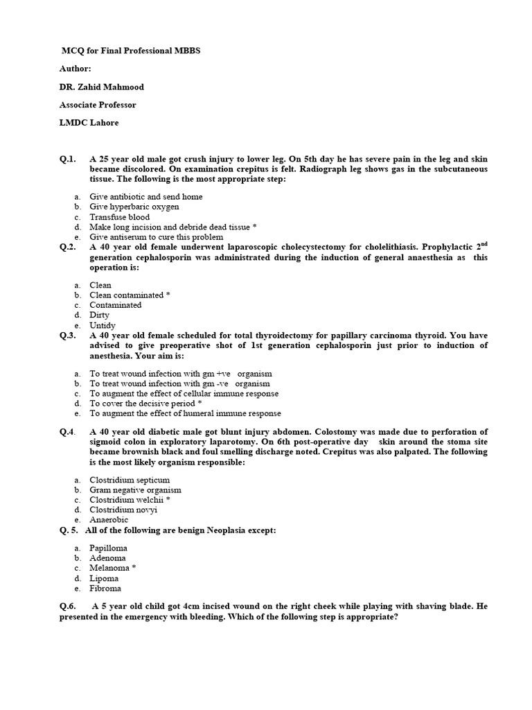 General Surgery MCQs for MBBS Exam | PDF | Gallbladder | Liver