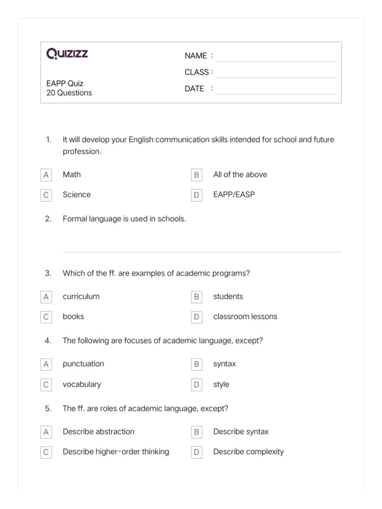 EAPP Quiz PDF Behavior Modification Human Communication