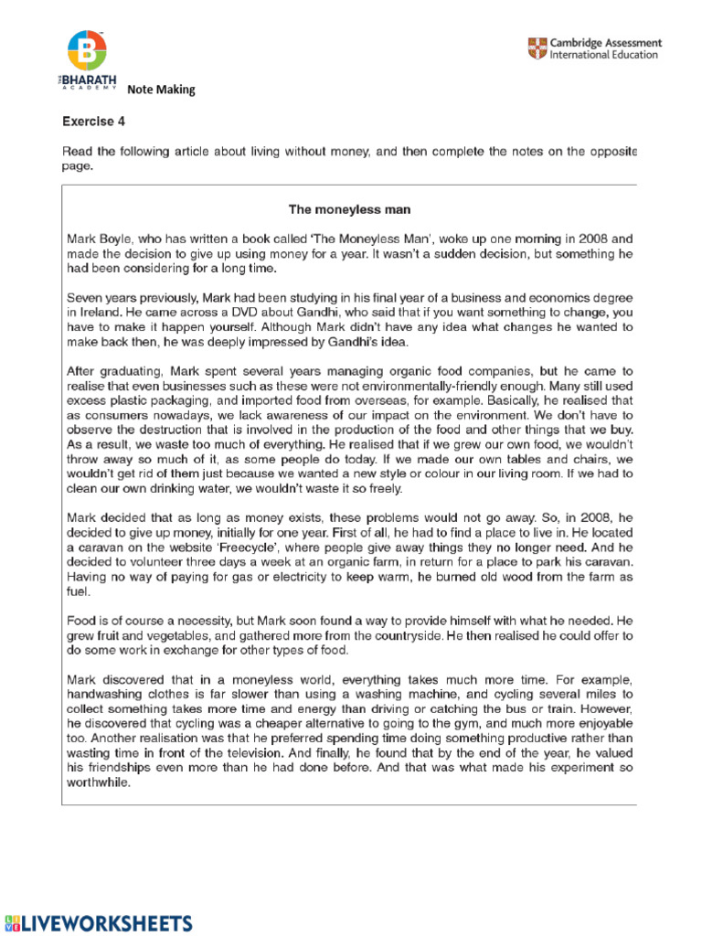 Note making worksheet | PDF