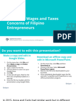 Minimum Wages and Taxes Concerns of Filipino Entrepreneurs