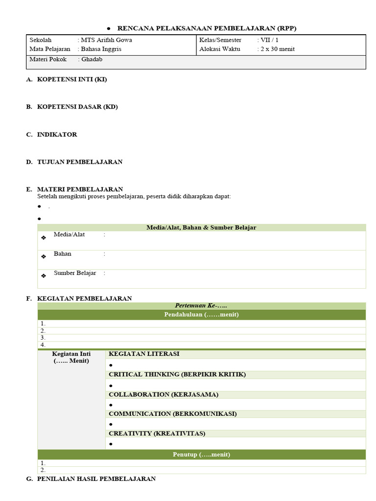Template Rpp PDF