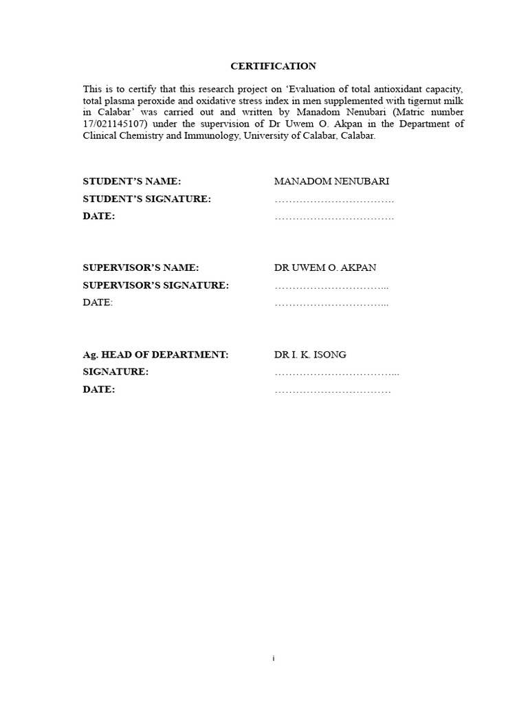 CERTIFICATION | PDF | Antioxidant | Reactive Oxygen Species