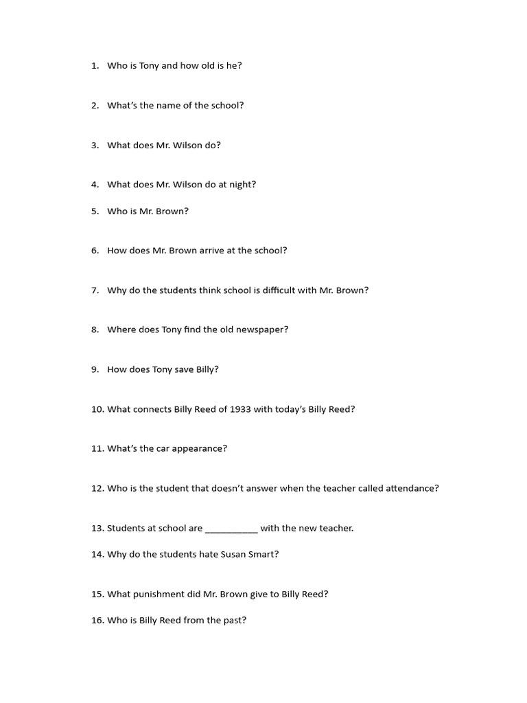 The Ghost Teacher: Key Questions & Answers | PDF | Travel
