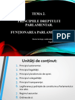 Tema 2. Principiile Dreptului Parlamentar. Funționarea Parlamentului