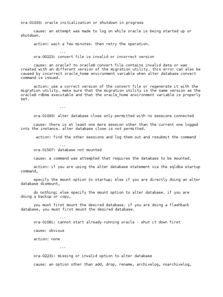 Ora Errors PDF Oracle Database Information Retrieval