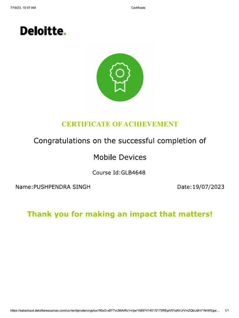 Certificate - Mobile Devices | PDF