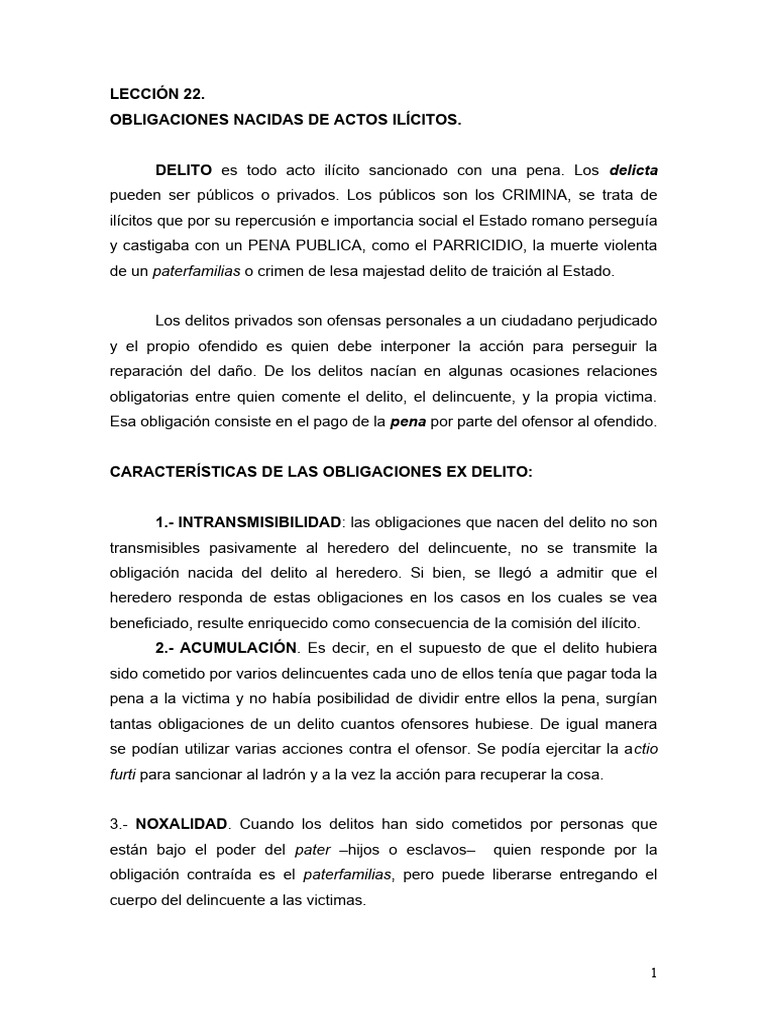 LECCIÃ N 22 Obligaciones Ex Delicto | PDF | Robo | Justicia