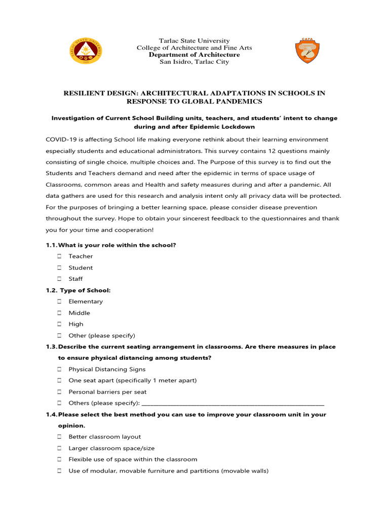 Research Questionnaire Updated PDF Classroom Disinfectant