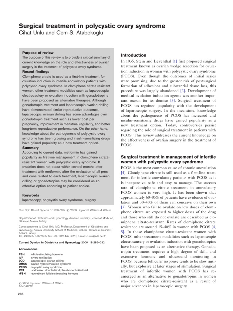 Surgical treatment in polycystic ovary syndrome | PDF | Polycystic ...