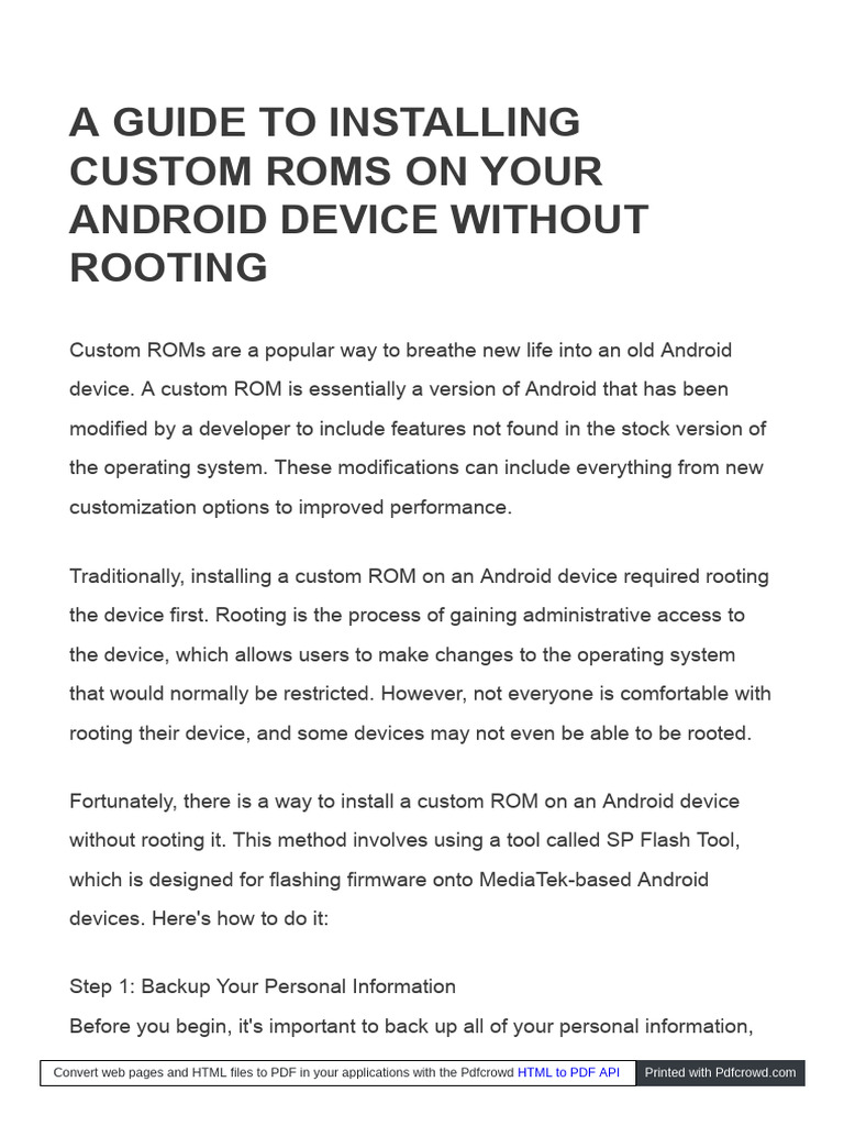 Install Custom ROMs Without Root | PDF | Android (Operating System ...