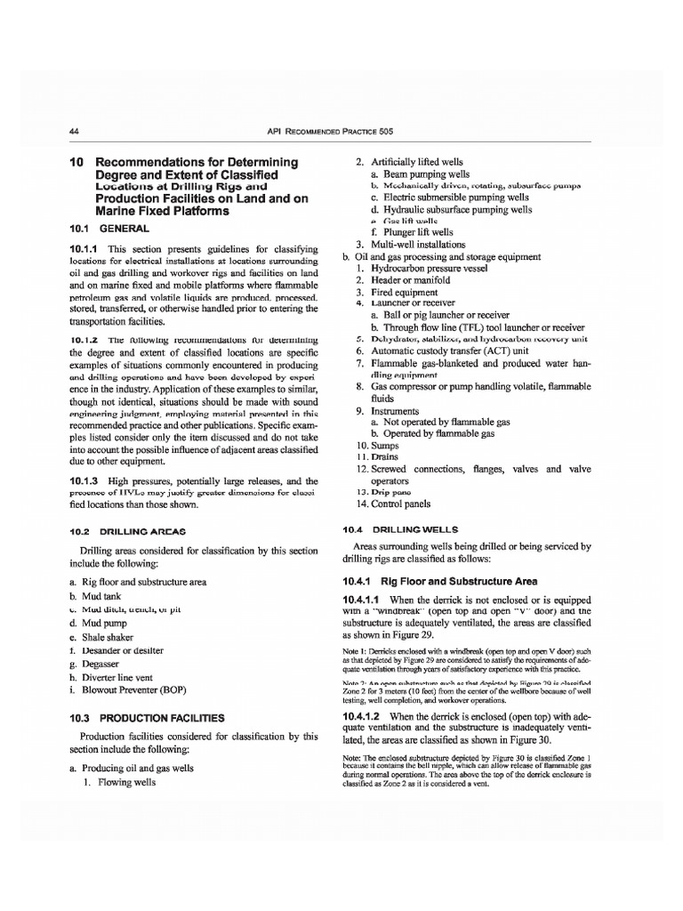 API RP 505 Electrical Inst. Class 1 Zone 0, Zone 1, Zone 2 (1997