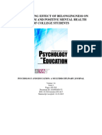 The Mediating Effect of Belongingness On Self-Esteem and Positive Mental Health of College Students