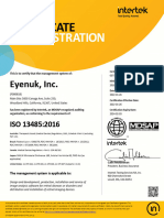 Certificado ISO13485 - 2016 Eyenuk