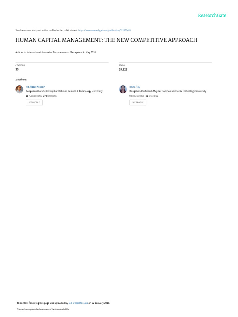 Human Capital Management The New Competitive Approach Pdf Human