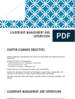 Chapter 18 - Leadership, Management and Supervision