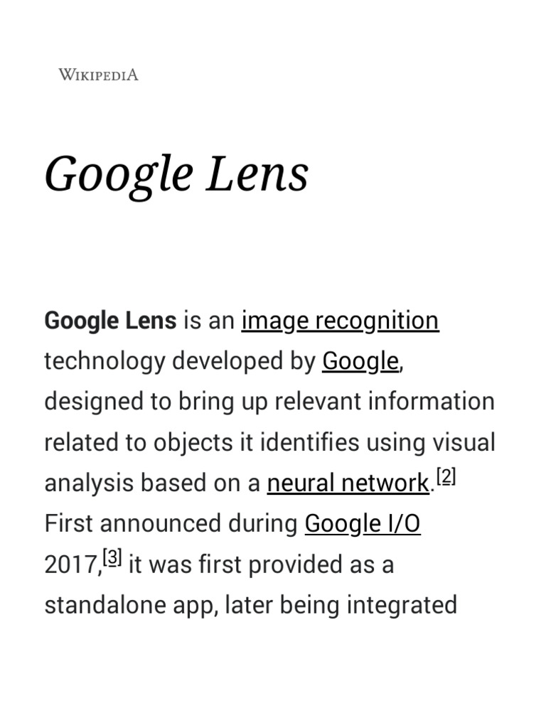 Google Lens Wikipedia PDF Mobile Computers Smartphone