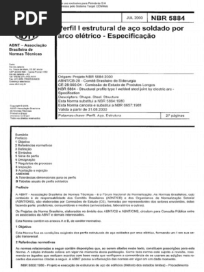 Especificação NBR 5884: Perfis Soldados | PDF