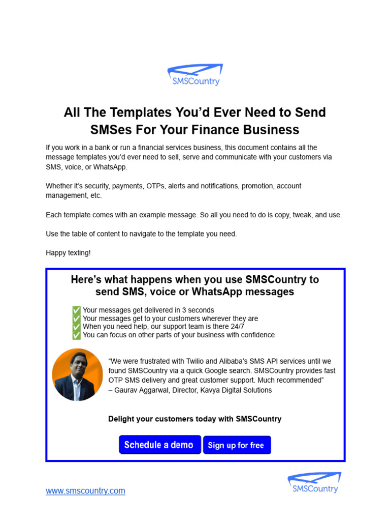 50+ FREE SMS Message Templates For Financial Businesses | PDF ...