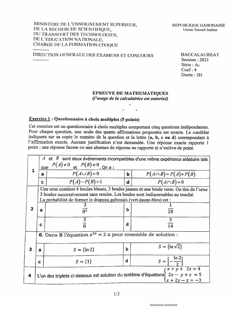 Mathématiques A1 | PDF