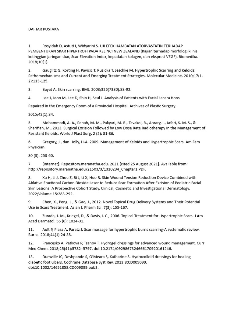 DAFTAR PUSTAKA Intip | PDF | Scar | Wound Healing