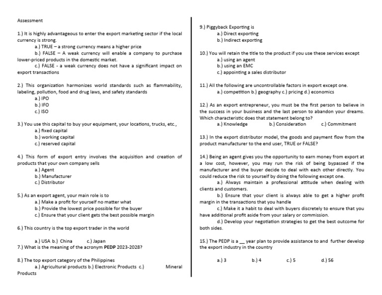 EM - Assesment 11sep | PDF | Business