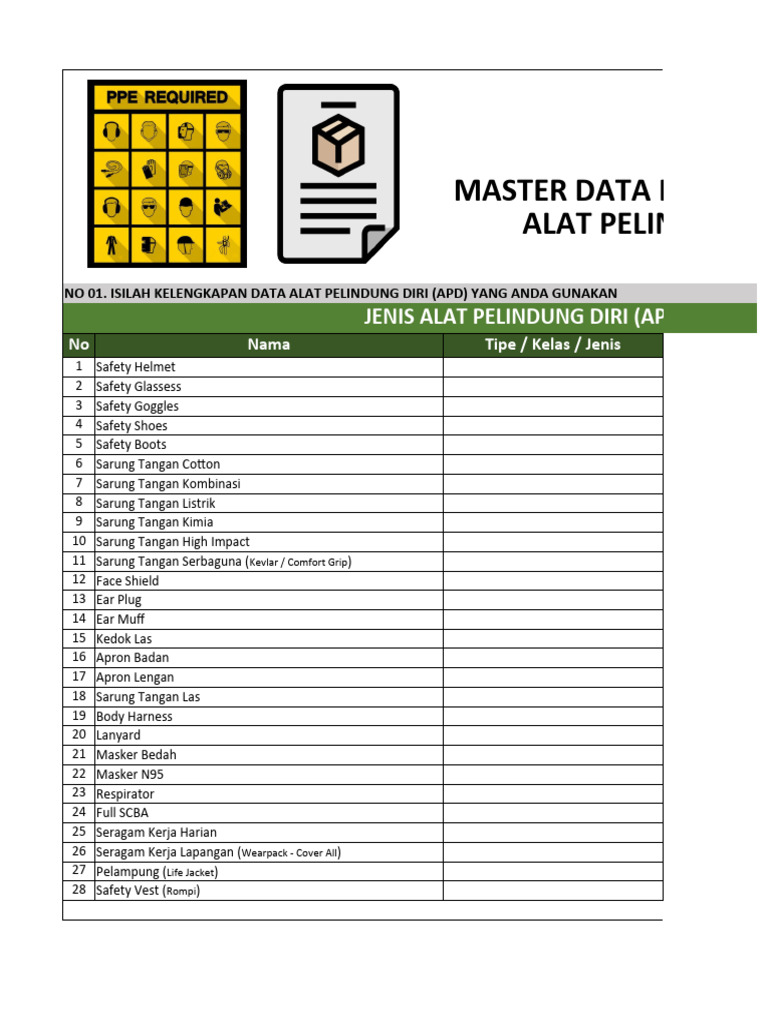 Data Kelengkapan APD dan Stok | PDF