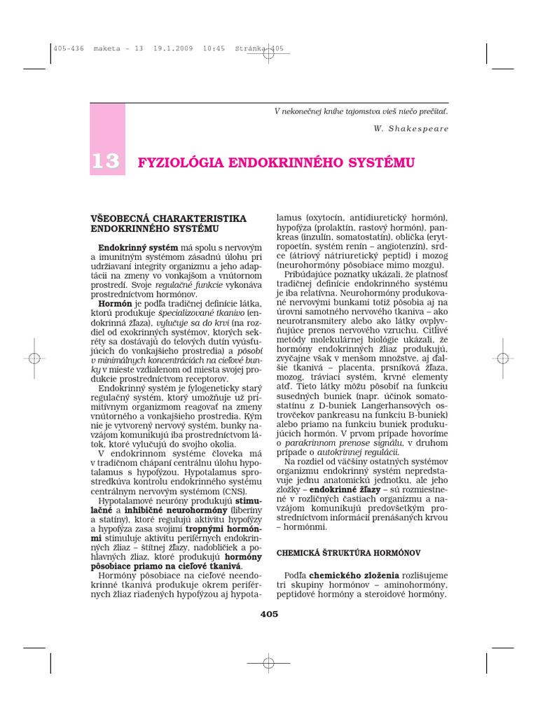 Fyziológia Endokrinneho Systemu Javorka | PDF