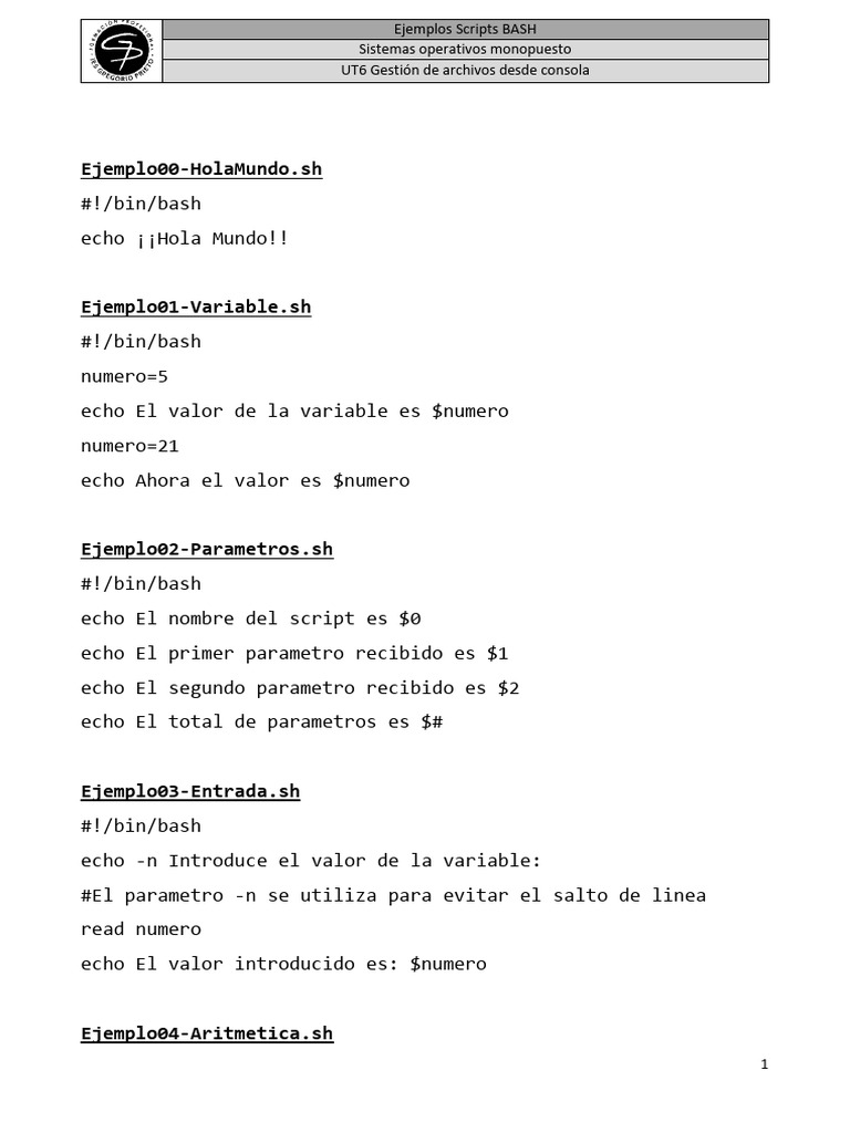 Sumar en Bash: Ejemplos de Scripts | PDF