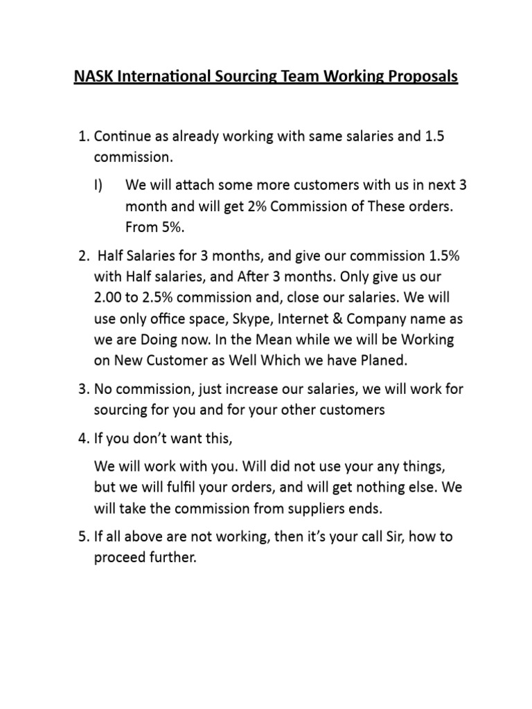 NASK Sourcing Team Proposal Options | PDF