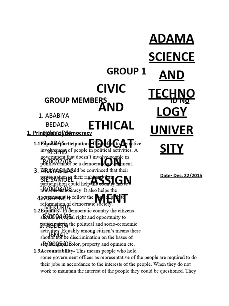 Civic Assignment Pdf Governance Good Governance