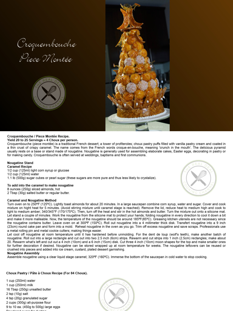 Croquembouche: Traditional Recipe Guide | PDF | Baking | Custard