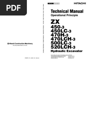 ZX450 470 500 520LC-3 Full Technical Manual | PDF | Valve | Pump