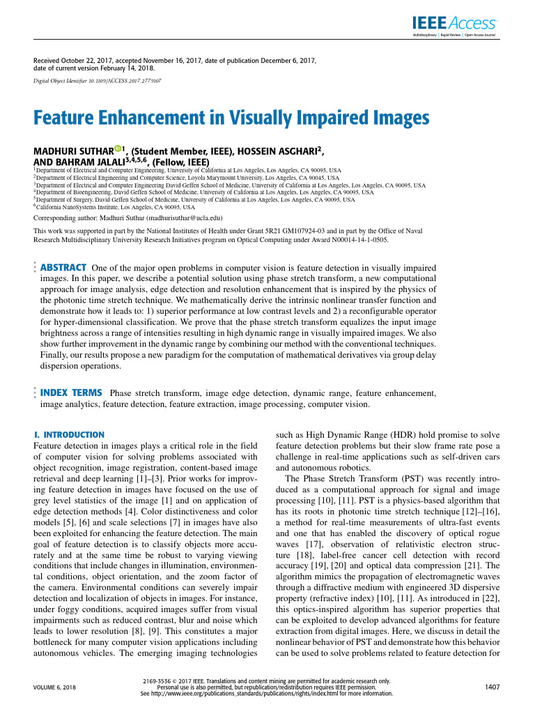 Feature Enhancement in Visually Impaired Images Download Free PDF